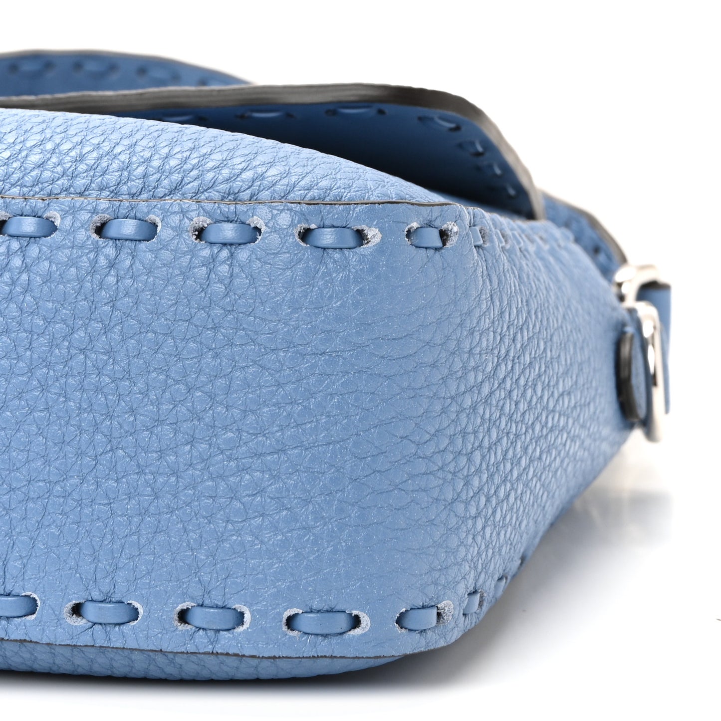 Cuoio Roma Sellerissima Nappa Sintetica Tape Stitch Baguette Placca Argento Blue