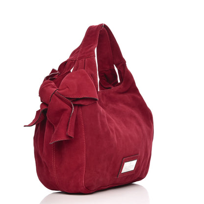 Valentino Garavani Suede Medium Nuage Bow Hobo Burgundy 3 of 7