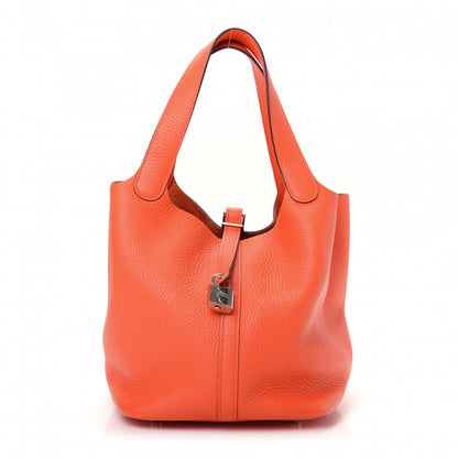 Hermes Taurillon Clemence Picotin Lock 22 MM Orange Poppy 1 of 10