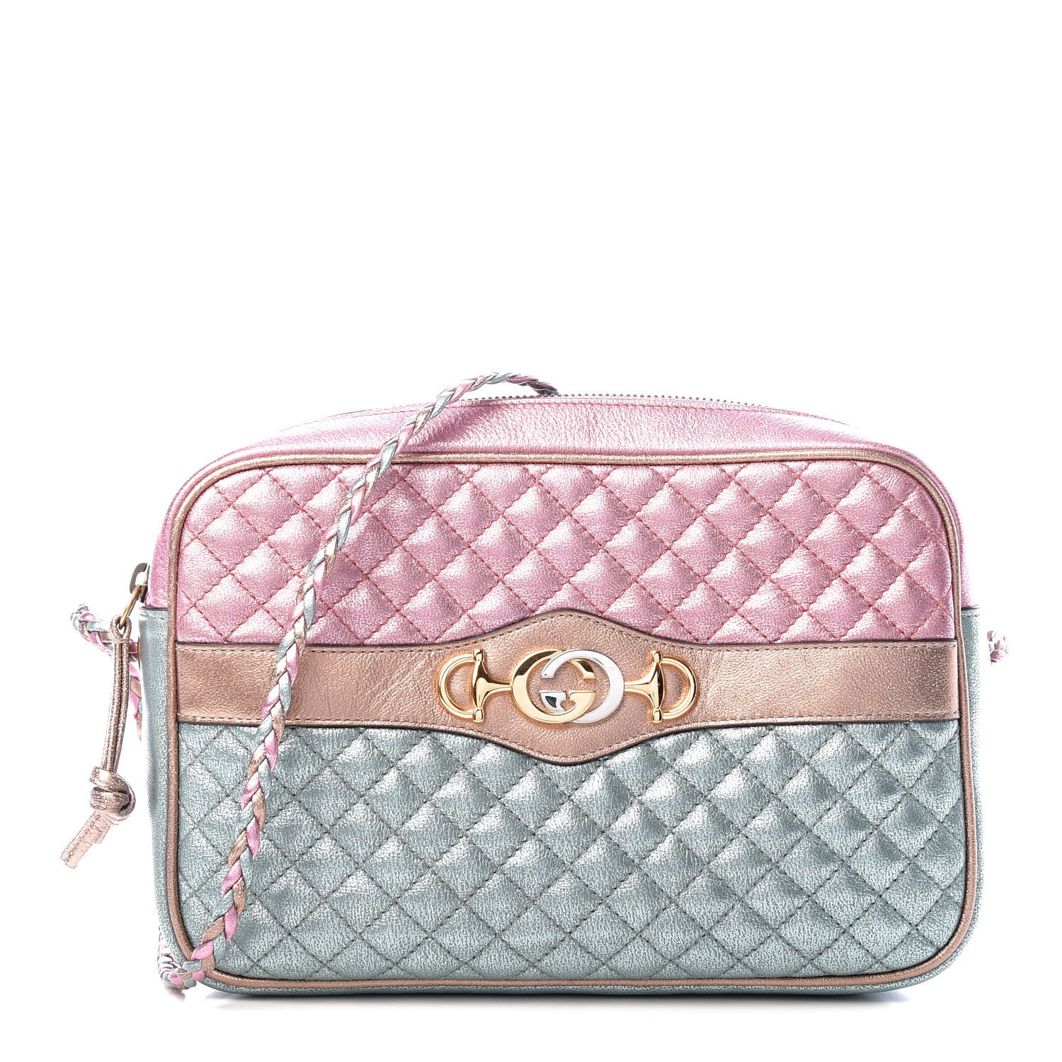 Gucci Laminated Nappa Trapuntata Small Zumi Shoulder Bag Rosa Lago Rame 1 of 10