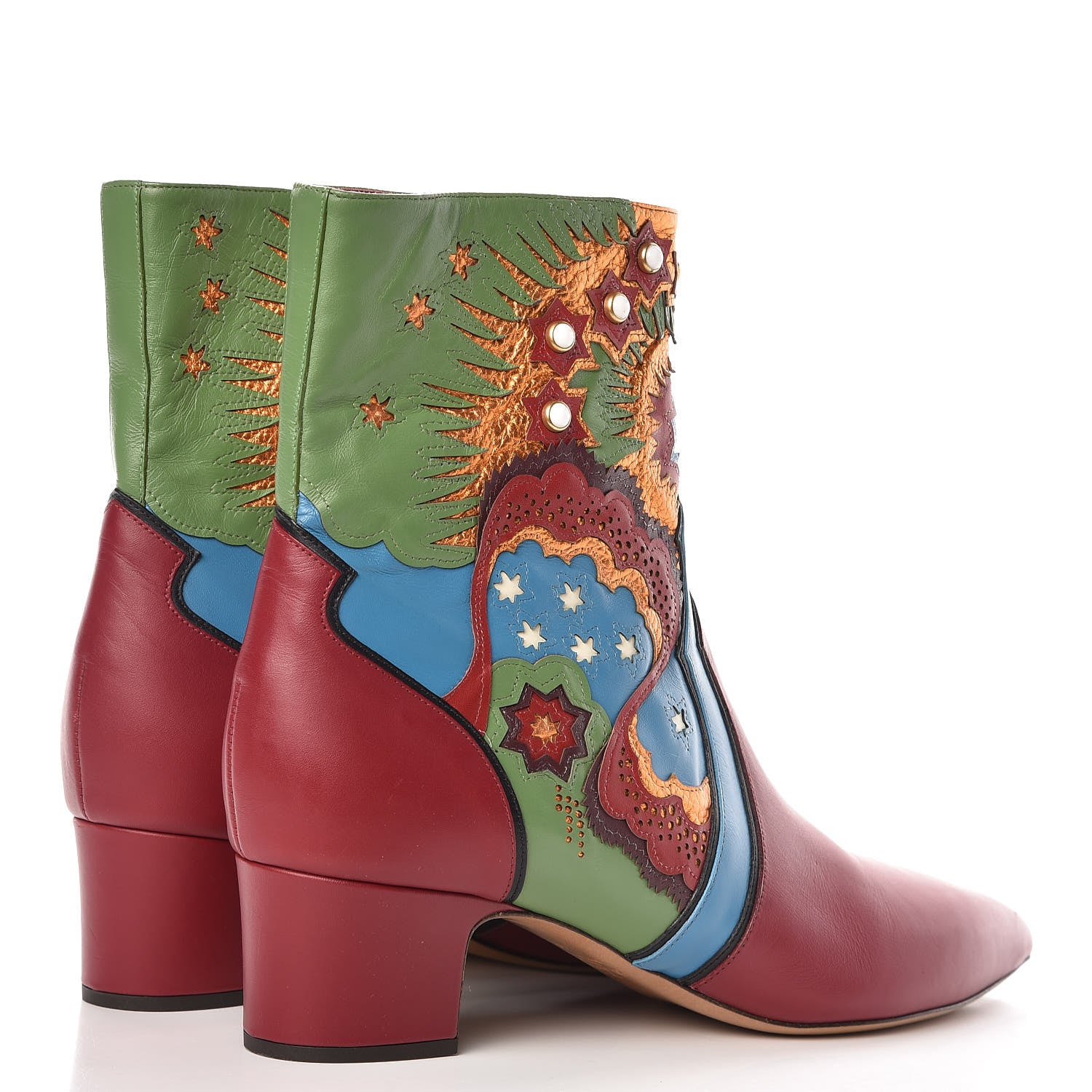 Valentino Garavani Calfskin Enchanted Wonderland Ankle Boots 41 Scarlet Multicolor 4 of 9