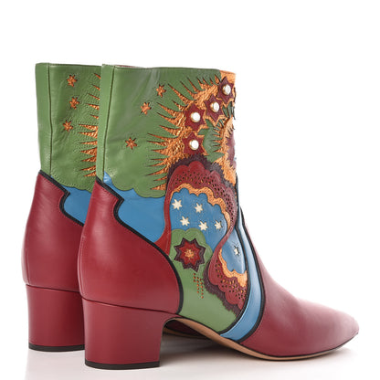 Valentino Garavani Calfskin Enchanted Wonderland Ankle Boots 41 Scarlet Multicolor 4 of 9