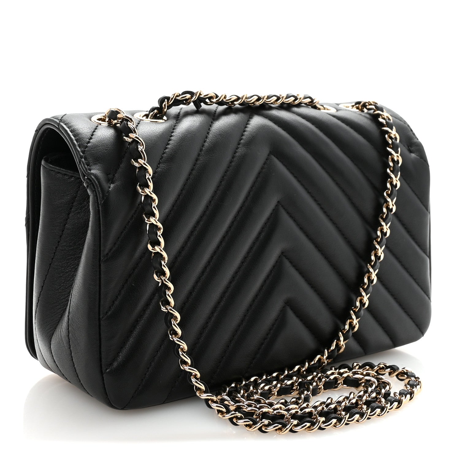 Chanel Calfskin Chevron Quilted Mini Statement Flap Black 3 of 10