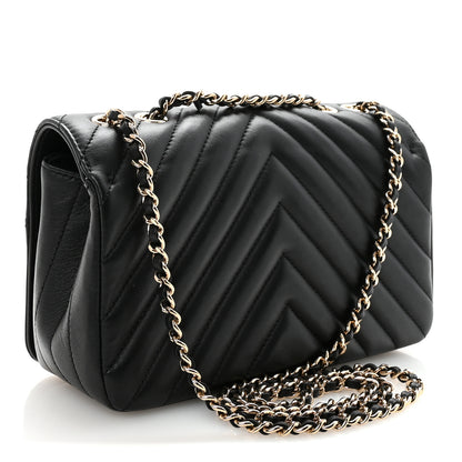 Chanel Calfskin Chevron Quilted Mini Statement Flap Black 3 of 10