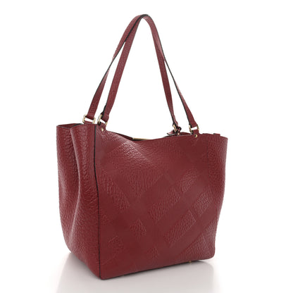 Burberry Signature Grain Calfskin Check Embossed Small Canterbury Tote Red 4 of 14