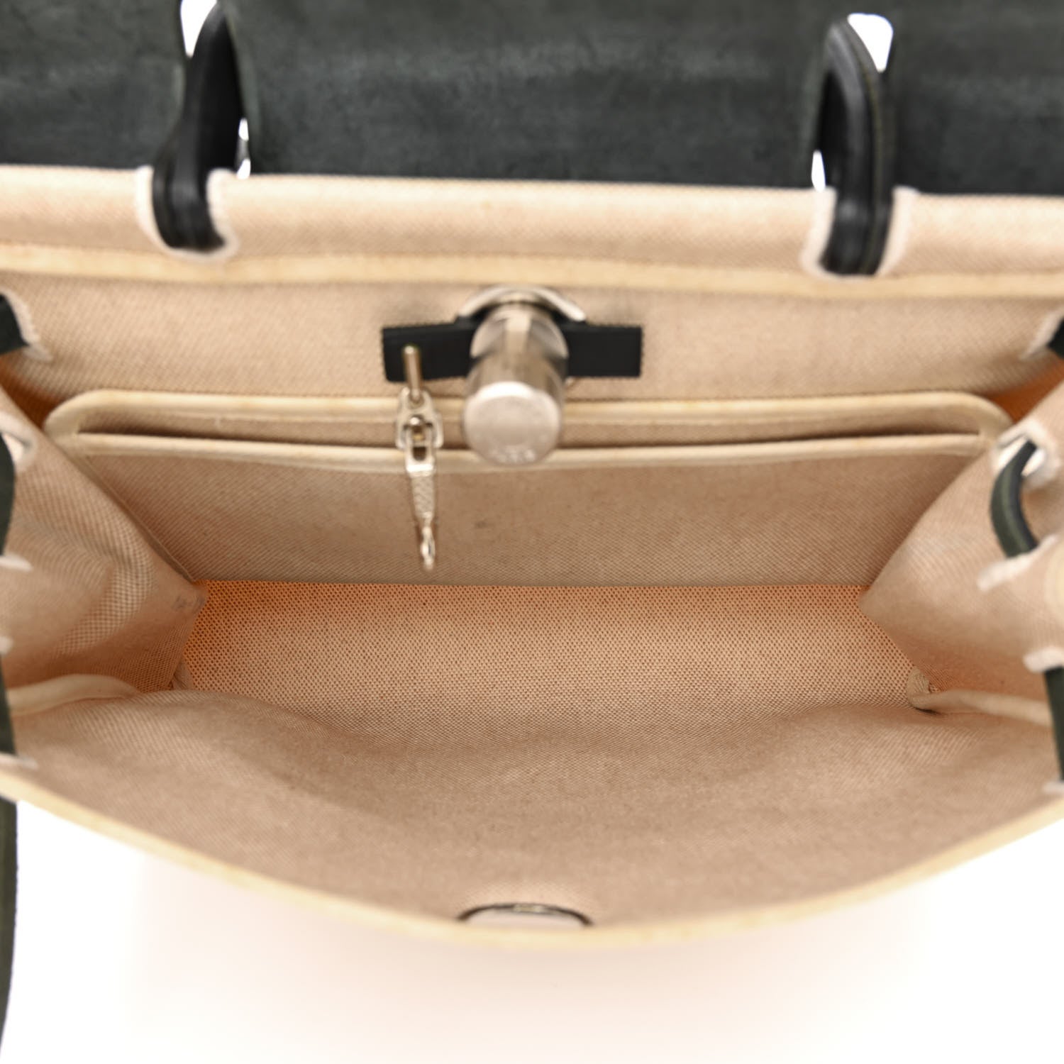 Hermes Toile Vache Calfskin Herbag 30 PM Ficelle Black 6 of 18