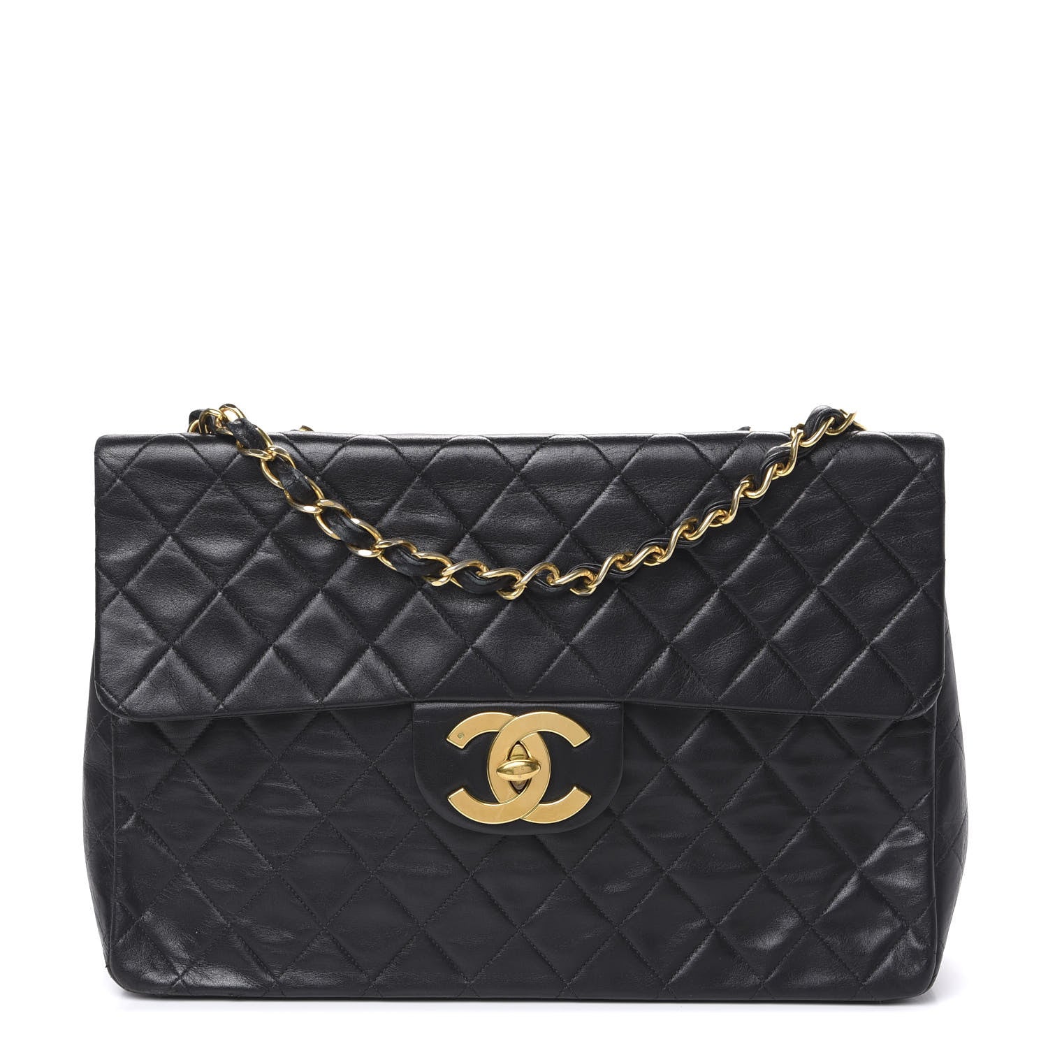 Chanel Lambskin Quilted XL Jumbo Single Flap Black 1 of 13