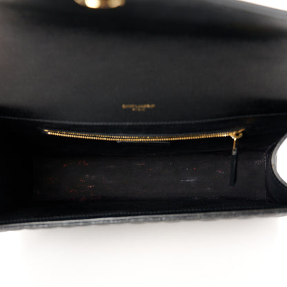 Saint Laurent Grain De Poudre Textured Mixed Matelasse Large Triquilt Monogram Satchel Black 5 of 11