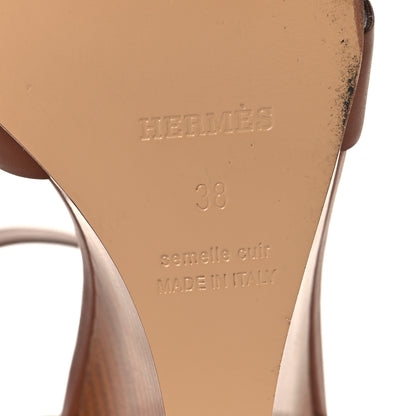 Hermes Calfskin Legend Wedge Sandals 38 Gold 8 of 9