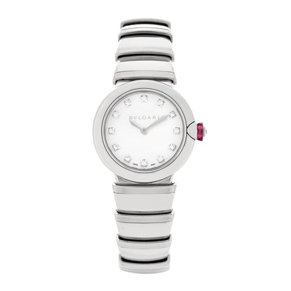 Bulgari Stainless Steel Diamond Mother of Pearl 28mm Lucea Quartz Watch 1 of 5