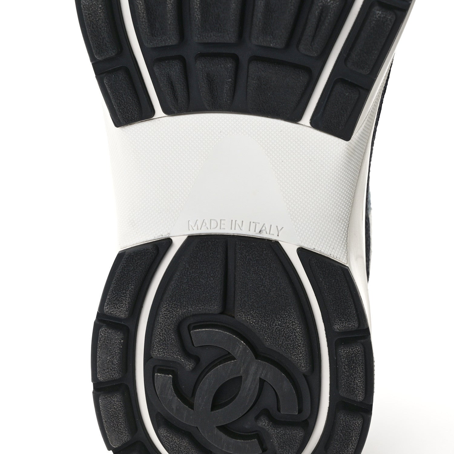 Chanel Fabric Suede Calfskin Mesh Womens CC Sneakers 39.5 Black Blue Ivory 7 of 10