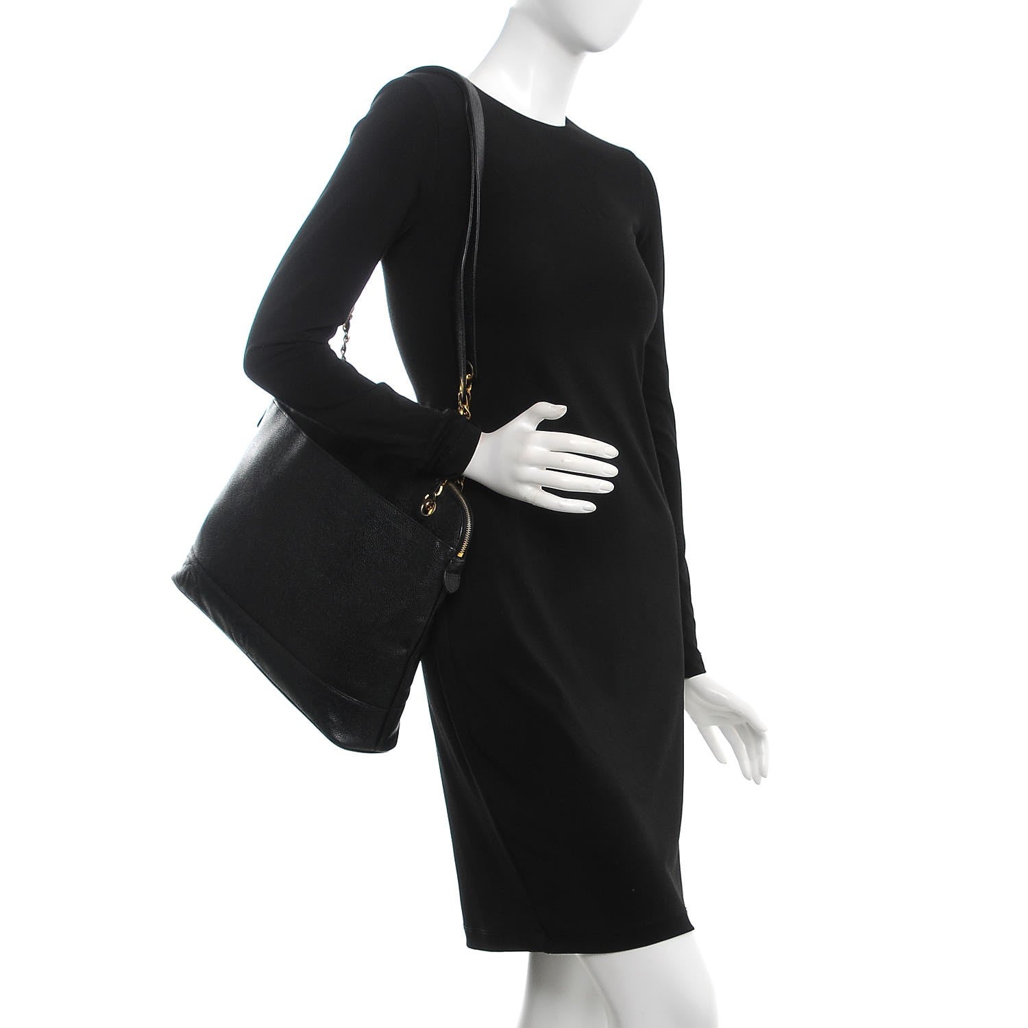Chanel Caviar CC Shoulder Bag Black 2 of 9