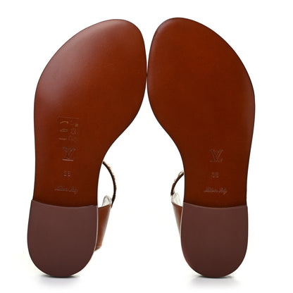 Louis Vuitton Calfskin Monogram Passenger Flat Sandals 38 Cognac 4 of 6