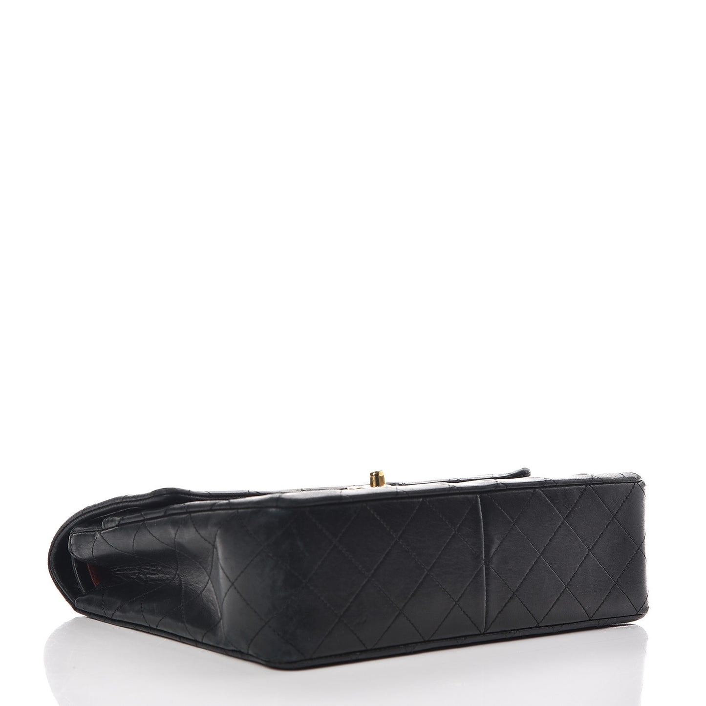 Lambskin Quilted Medium Double Flap Black
