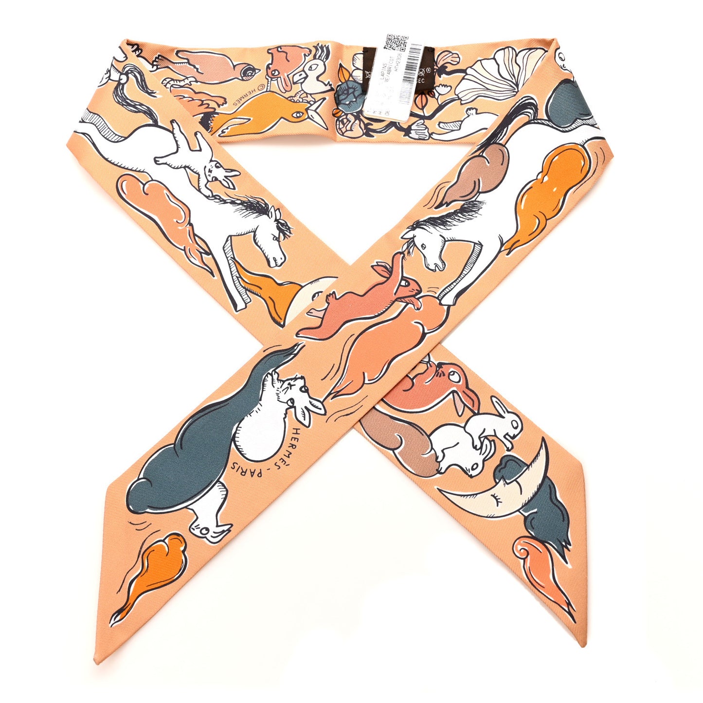 Silk Mille Et Un Lapins Twilly Beige Dore Abricot White