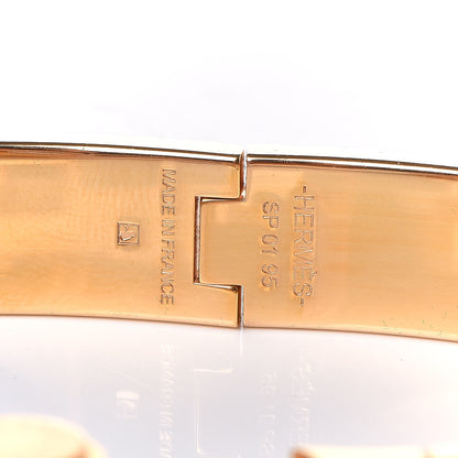 Hermes Enamel Printed Narrow Charniere Brides De Gala Hinged Bracelet M Rose Couture 4 of 5