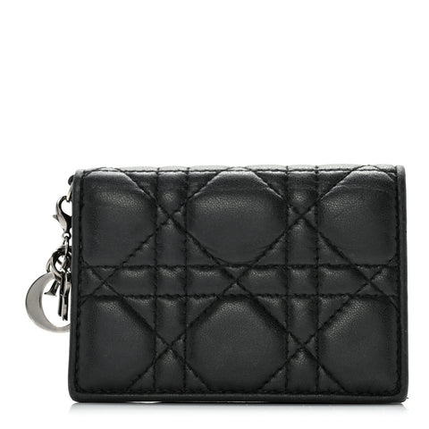 Lambskin Cannage Mini Lady Dior Wallet Black