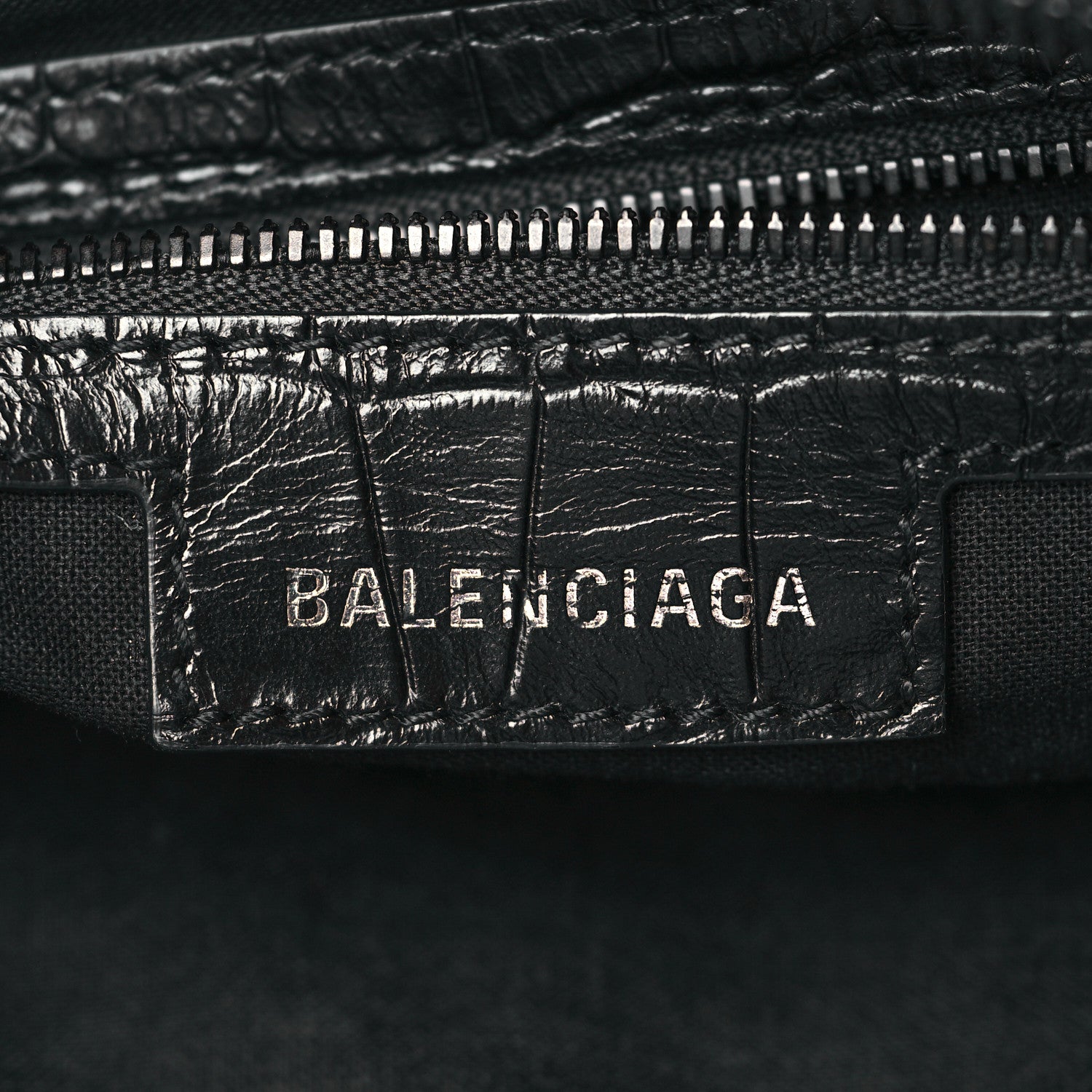 Balenciaga Extra Supple Calfskin Crocodile Embossed Monochrome Small Le Cagole Shoulder Bag Black 7 of 10