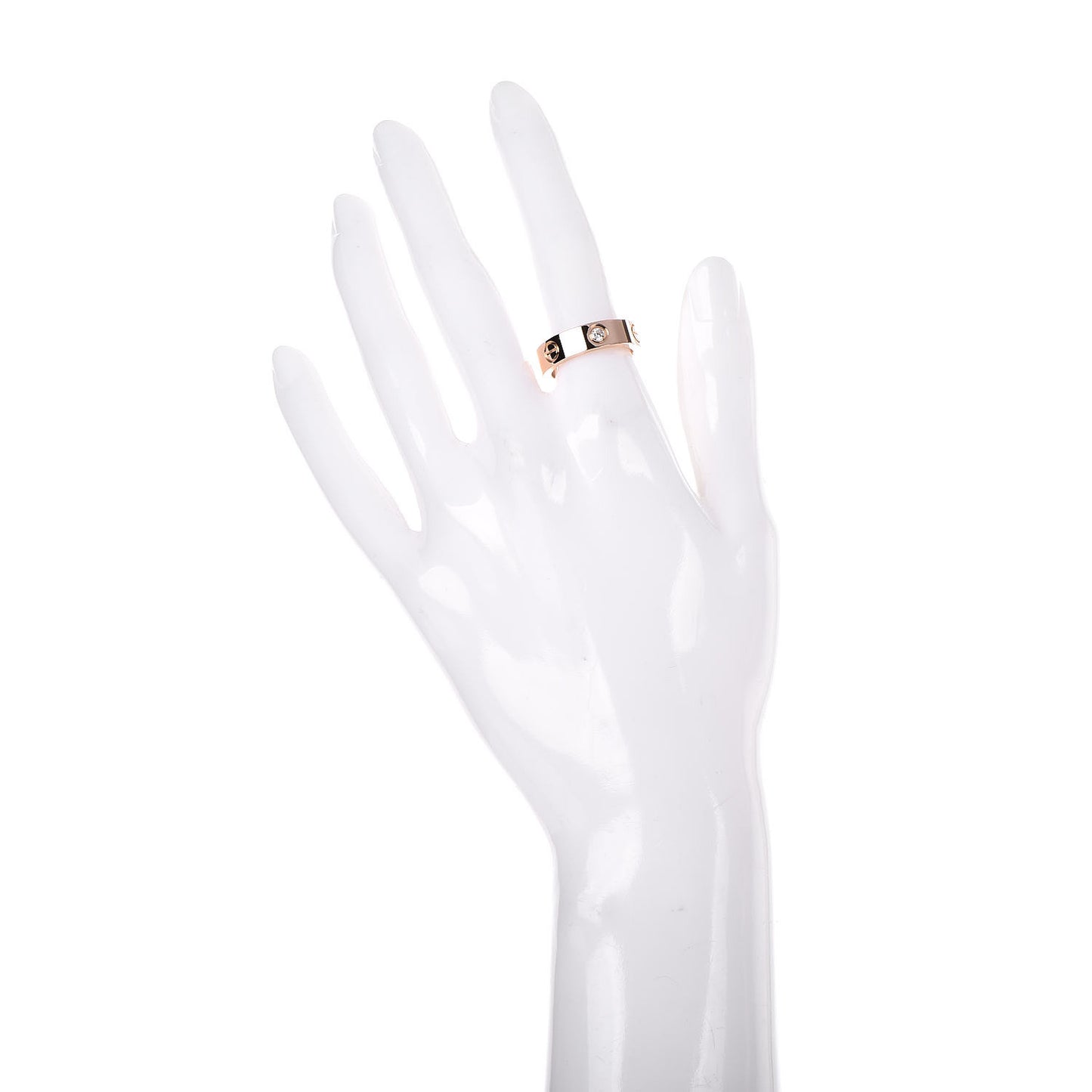 18K Pink Gold 3 Diamond 5.5mm LOVE Ring 53 6.25