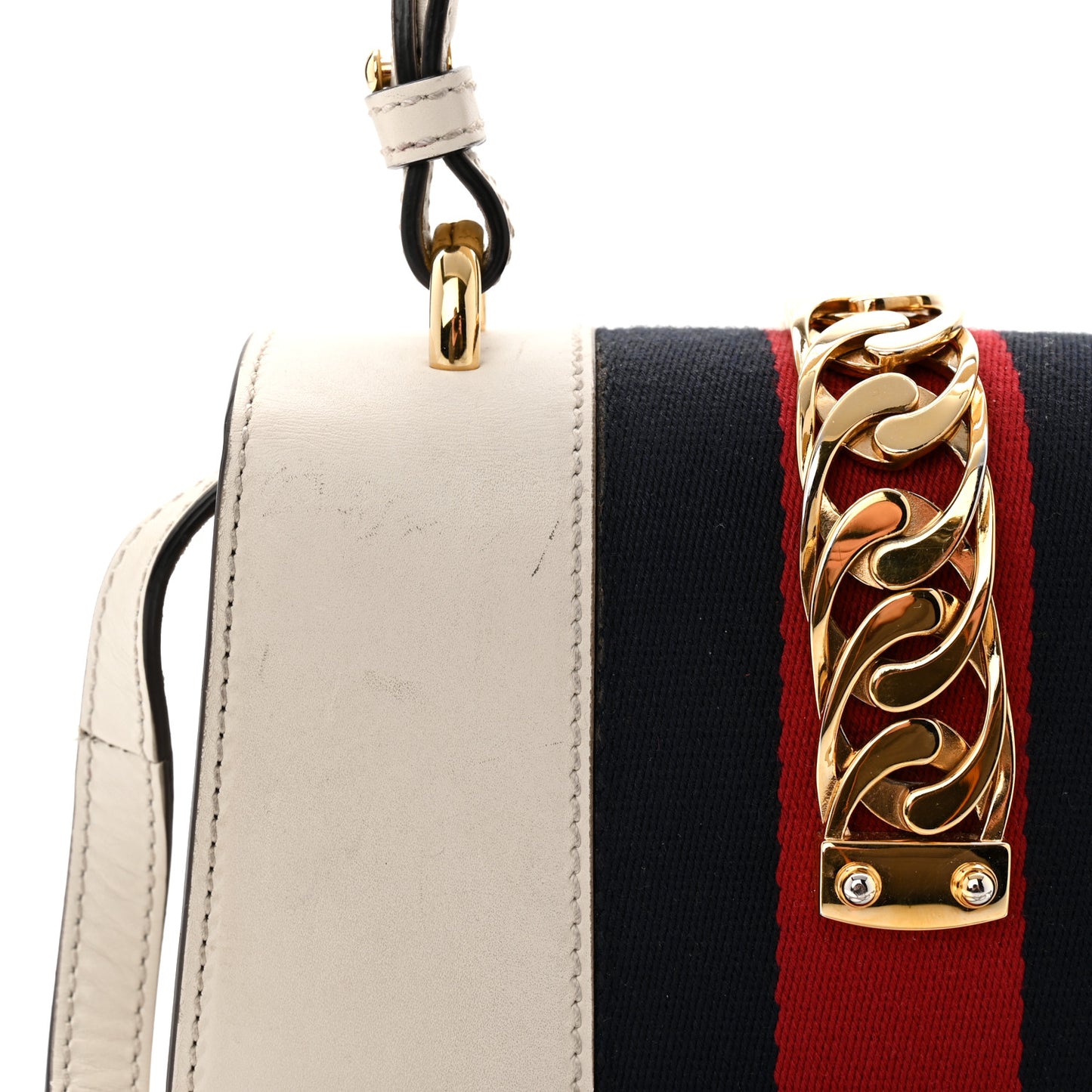Calfskin Mini Sylvie Top Handle Bag White