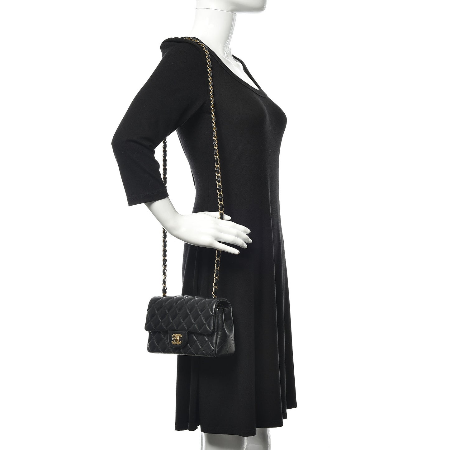 Lambskin Quilted Mini Rectangular Flap Black