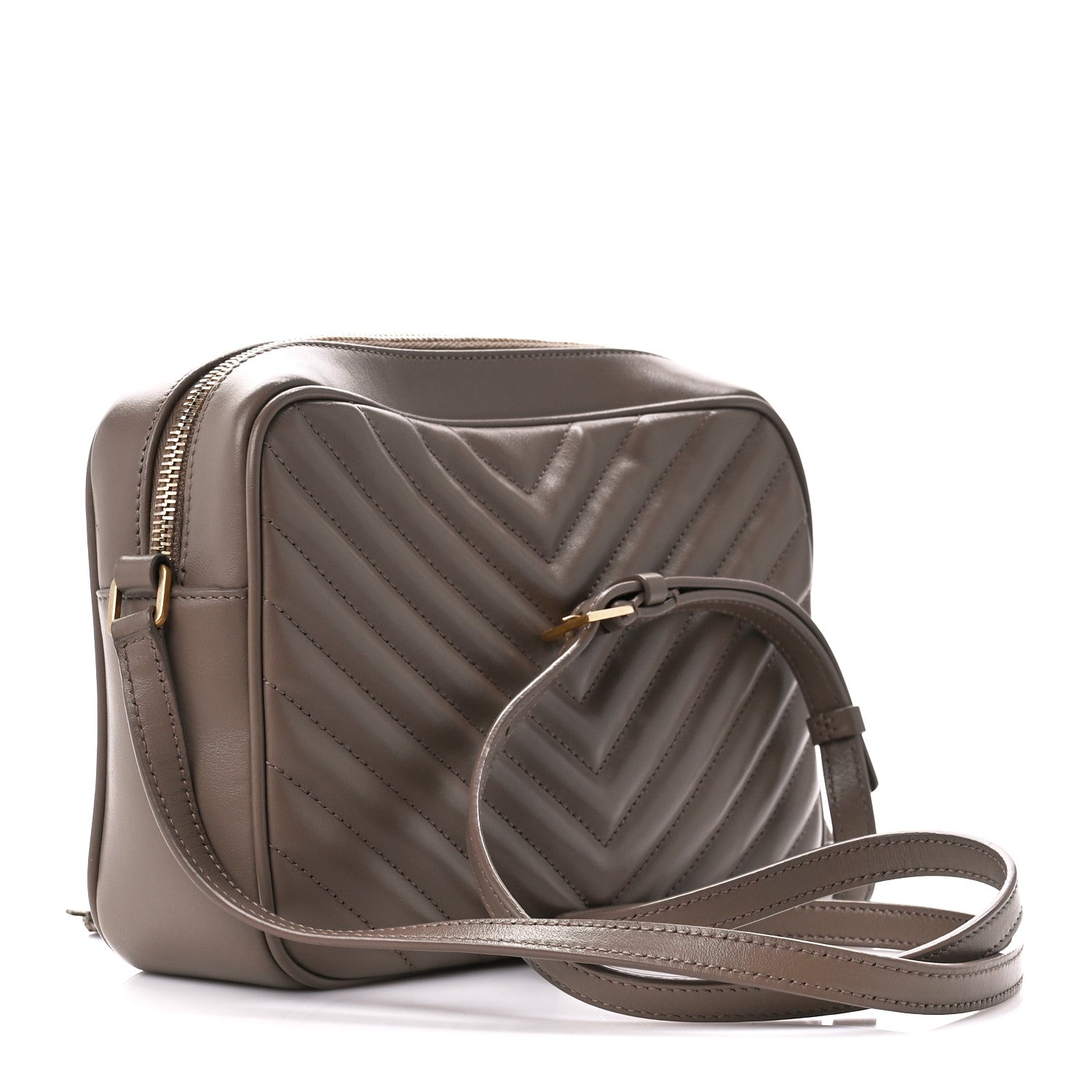 Saint Laurent Calfskin Matelasse Monogram Lou Camera Bag Greyish Brown 3 of 10