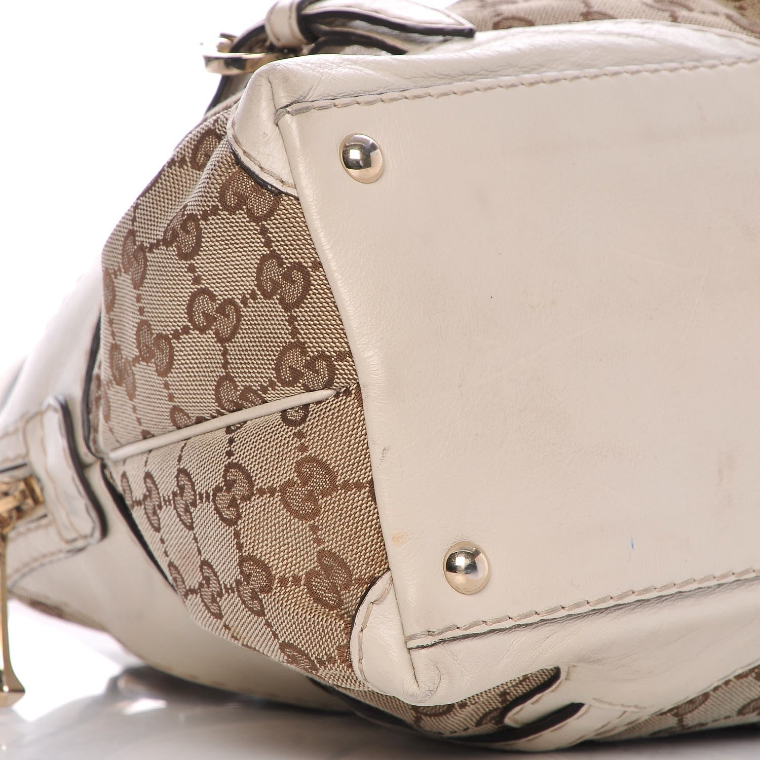 Gucci Monogram Medium Horsebit Nail Boston Off White 11 of 13