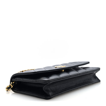 Chanel Lambskin Quilted Round Top Handle Flap Phone Holder With Chain Black 4 of 10
