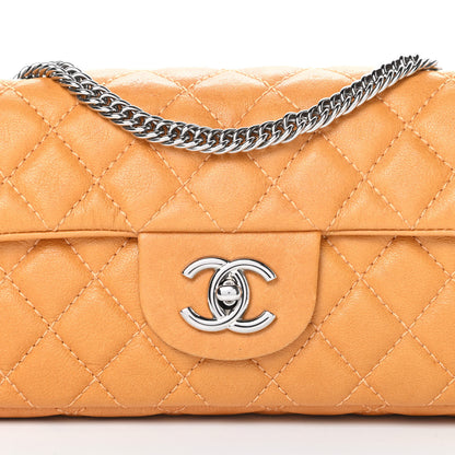 Chanel Glazed Lambskin Quilted Bijoux Chain East West Flap Mango 9 of 13