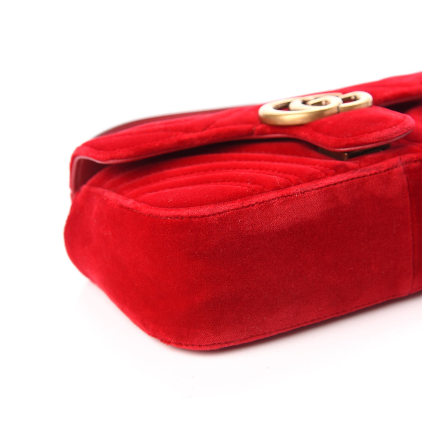 Velvet Matelasse Mini GG Marmont Shoulder Bag Hibiscus Red