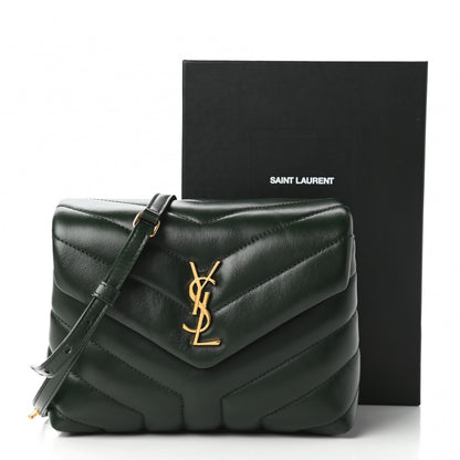Saint Laurent Calfskin Y Quilted Monogram Toy Loulou Crossbody Bag Deep Green 11 of 11