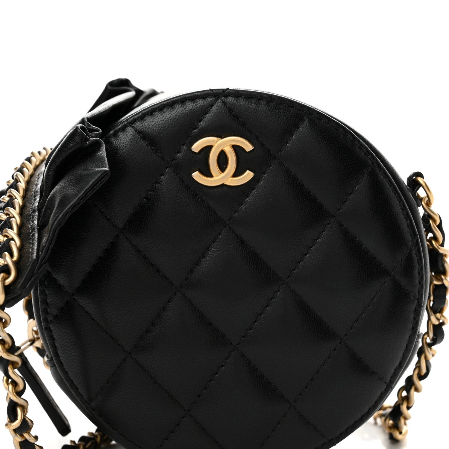 Chanel Lambskin Quilted Romance Round Clutch With Chain Black 8 of 11