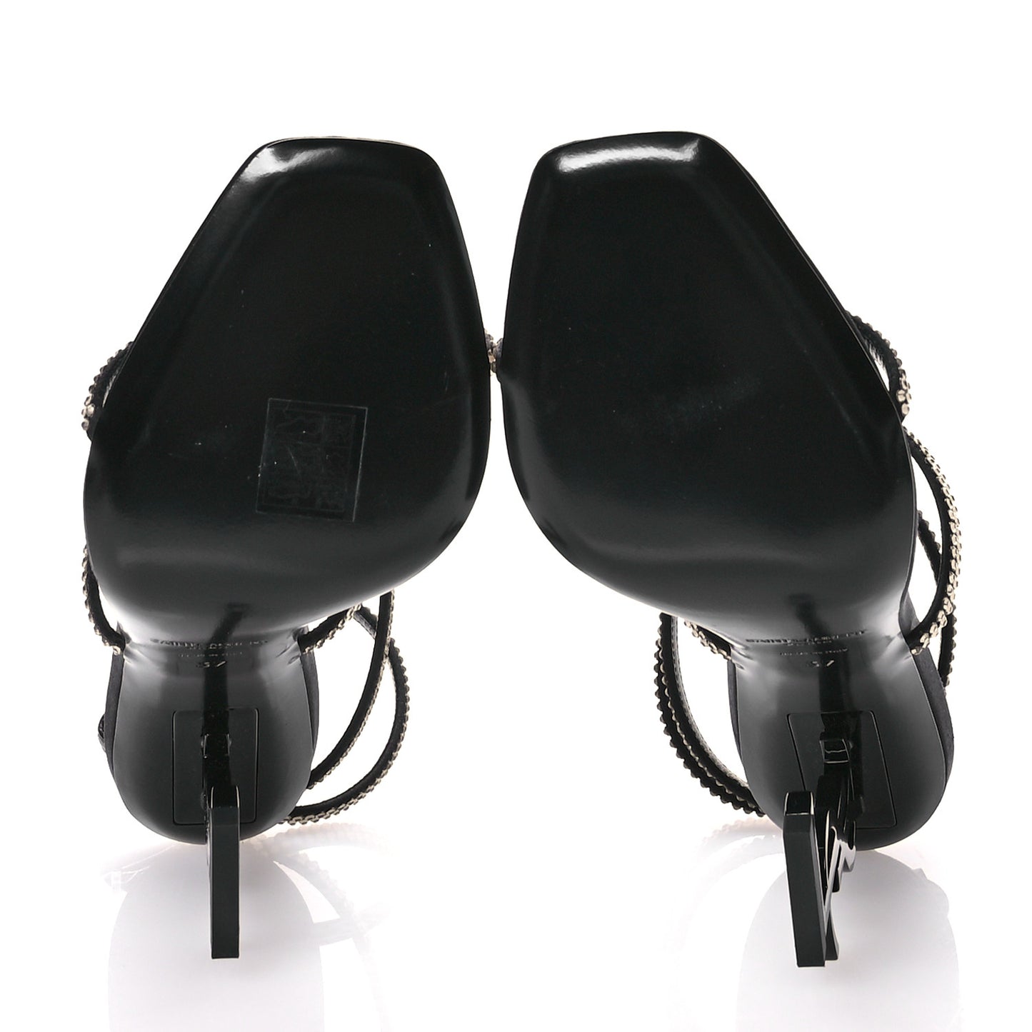 Satin Crystal Opyum Sandals 37 Black