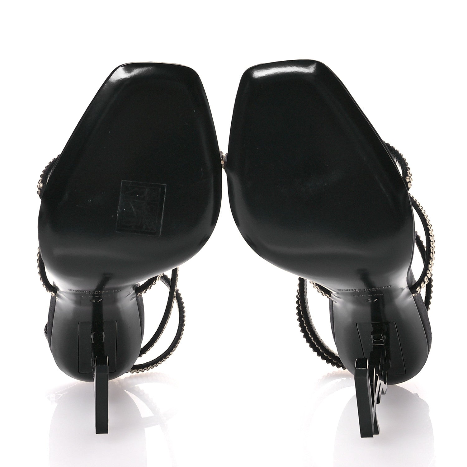 Saint Laurent Satin Crystal Opyum Sandals 37 Black 6 of 9