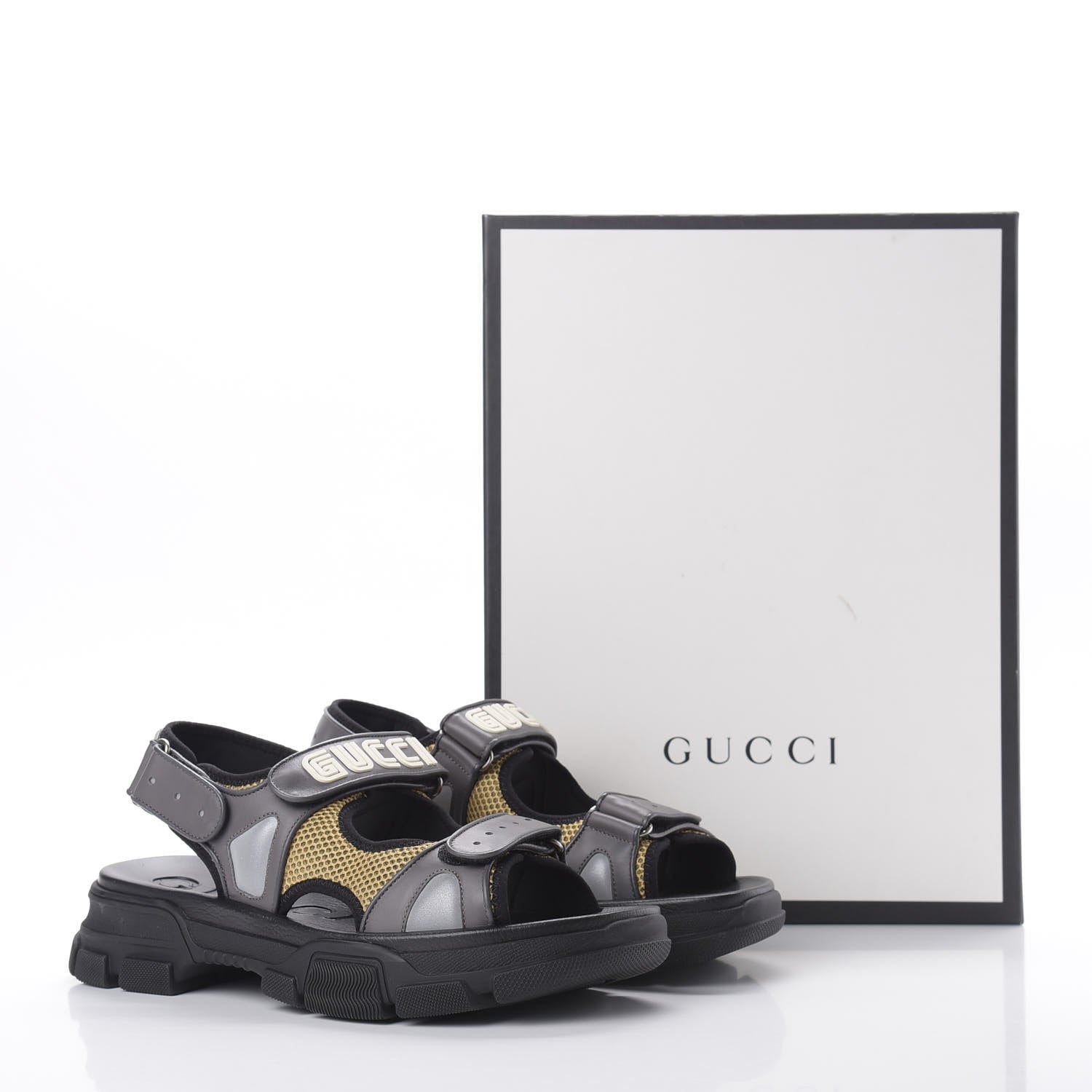 Gucci X SEGA Nappa Mesh Mens Aguru Sandals 11 Loess Black 8 of 8