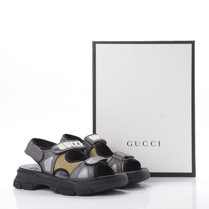 Gucci X SEGA Nappa Mesh Mens Aguru Sandals 11 Loess Black 8 of 8