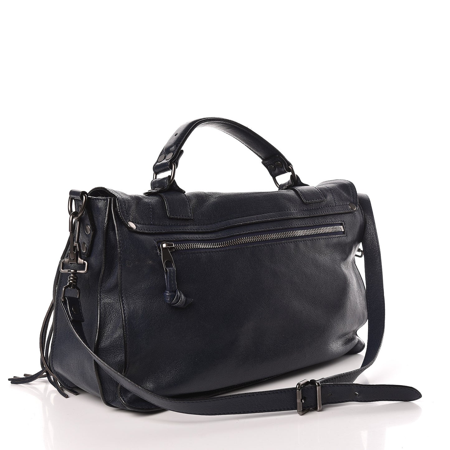 Lambskin Fringe Medium PS1 Satchel Midnight
