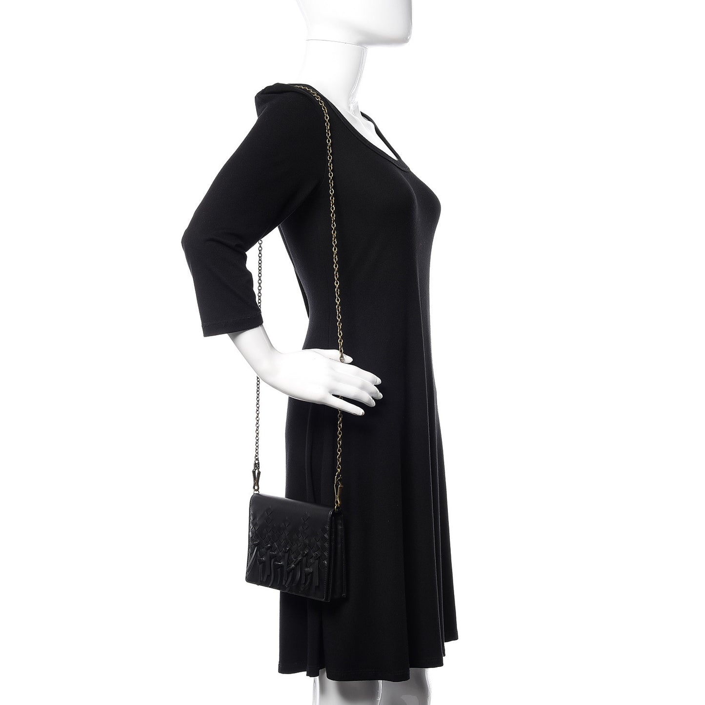 Nappa Intrecciato Brio Chain Wallet Black