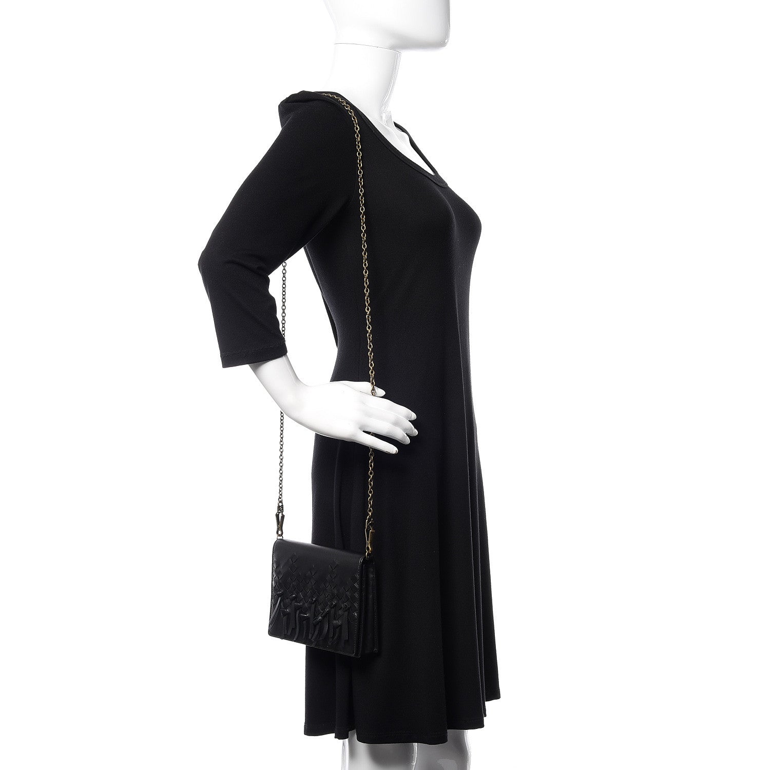 Bottega Veneta Nappa Intrecciato Brio Chain Wallet Black 2 of 9