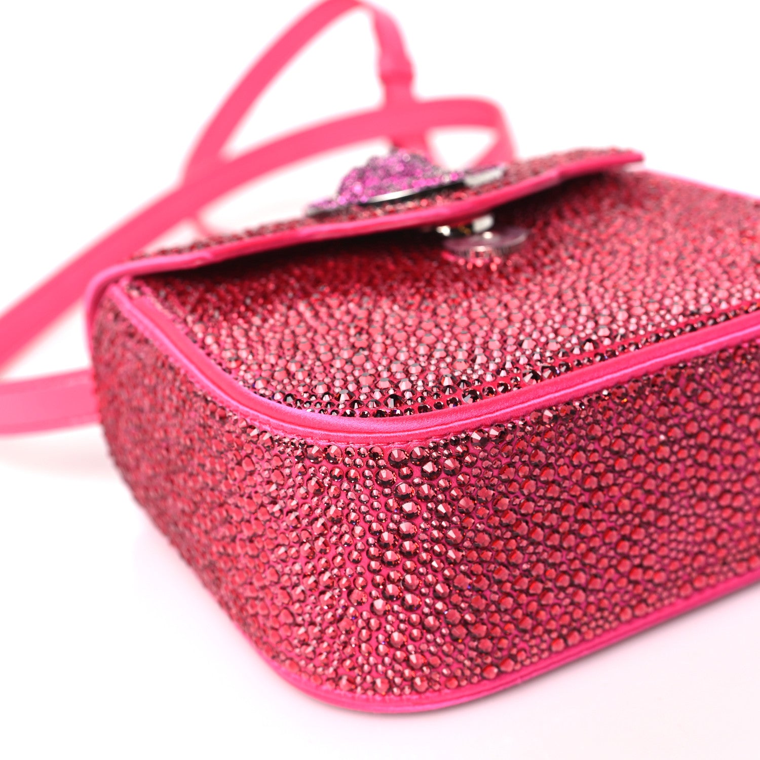 Versace Satin Crystal Studded Mini La Medusa Bag Pink 8 of 9