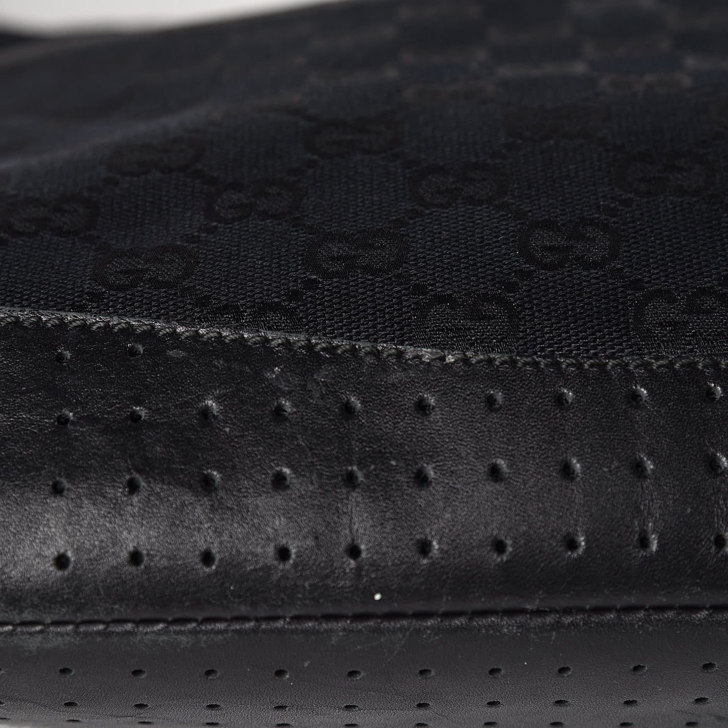 Monogram Calfskin Perforated Medium Flat Messenger Bag Black