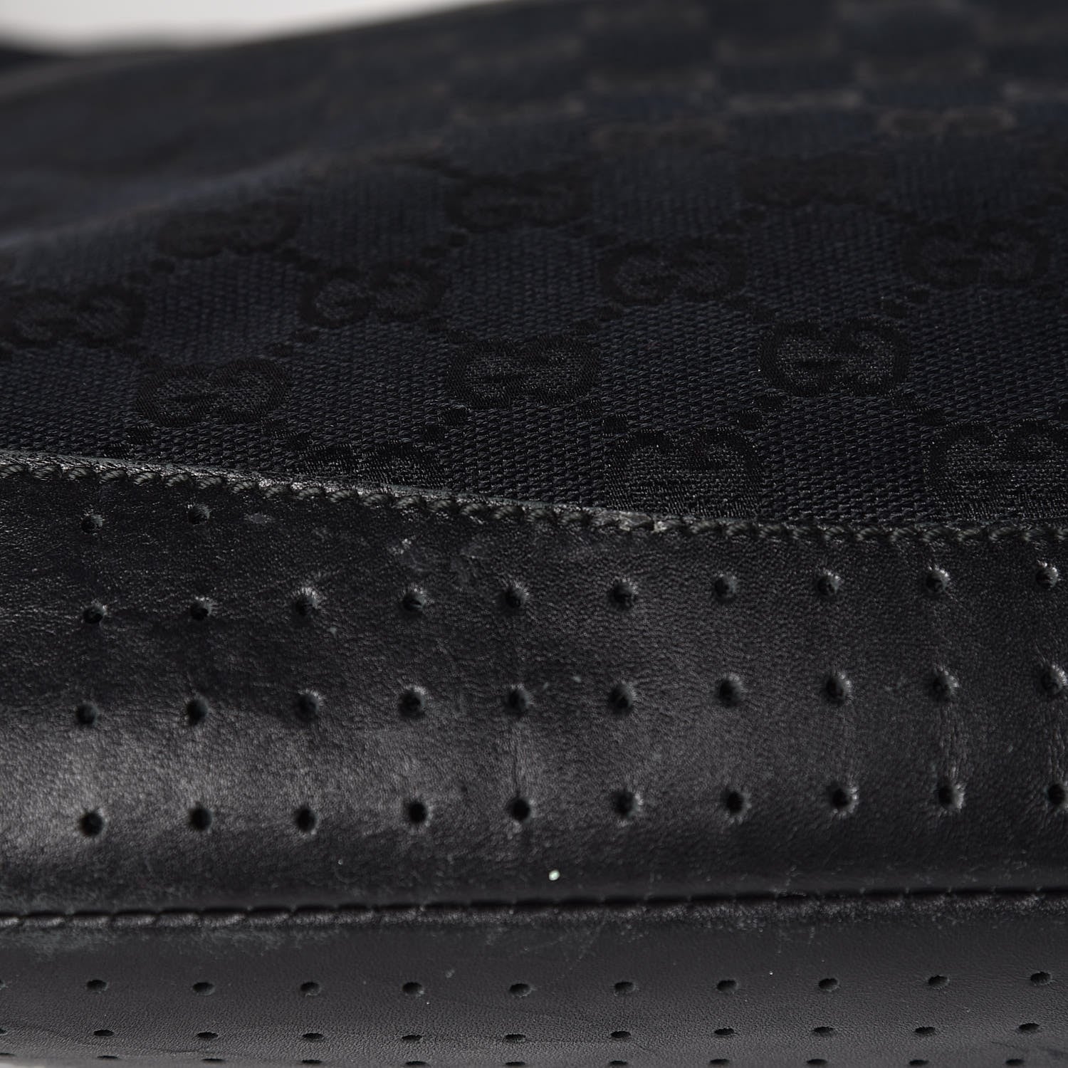 Gucci Monogram Calfskin Perforated Medium Flat Messenger Bag Black 16 of 17