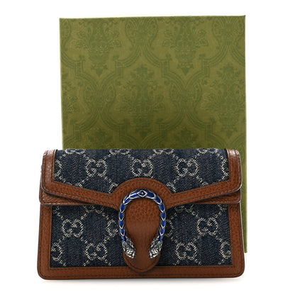 Gucci New Denim GG Monogram Dollar Calfskin Enamel Super Mini Dionysus Shoulder Bag Blue Tea Cuir Epilog Electric Blue 10 of 10