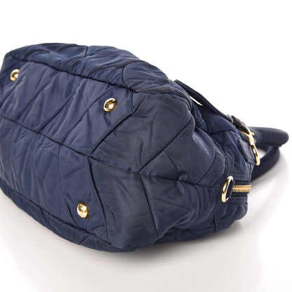 Prada Tessuto Nylon Chevron Quilted Small Dome Satchel Blue 6 of 9