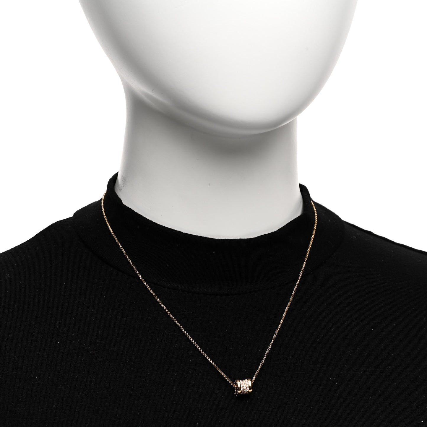 18K Rose Gold Diamond Small B.Zero1 Pave Pendant Necklace