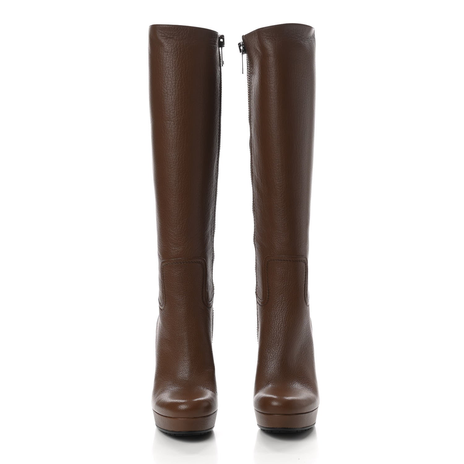 Gucci Calfskin Anouk Knee High Boots 36.5 Brown 3 of 8