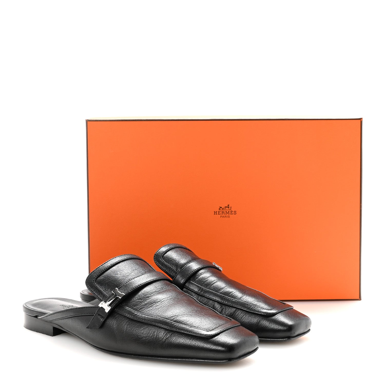 Hermes Goatskin Groupie Mules 39 Black 10 of 10