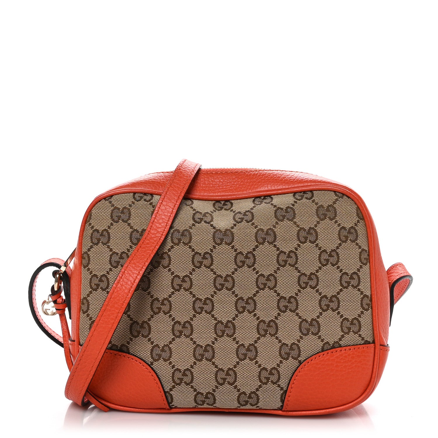 Gucci Monogram Dollar Calfskin Mini Bree Messenger Bag Beige Ebony Sun Orange 1 of 10