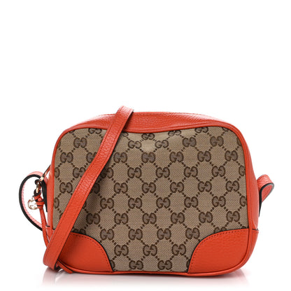Gucci Monogram Dollar Calfskin Mini Bree Messenger Bag Beige Ebony Sun Orange 1 of 10