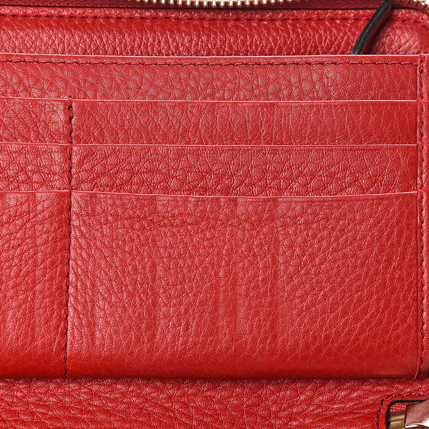Pebbled Calfskin Soho Zip Around Wallet Red